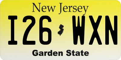 NJ license plate I26WXN
