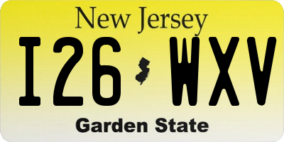 NJ license plate I26WXV