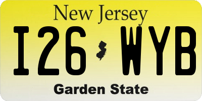 NJ license plate I26WYB