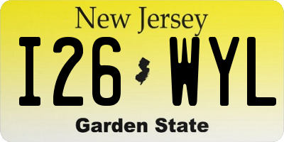 NJ license plate I26WYL