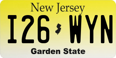 NJ license plate I26WYN