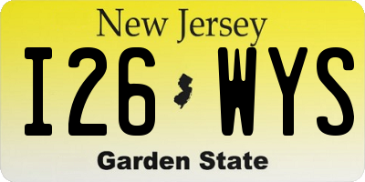 NJ license plate I26WYS