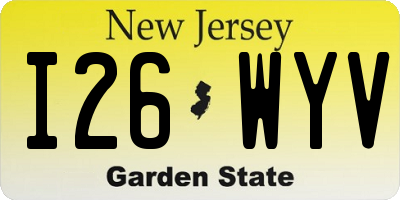 NJ license plate I26WYV