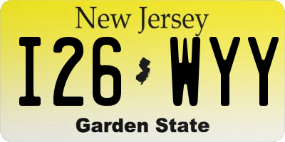 NJ license plate I26WYY