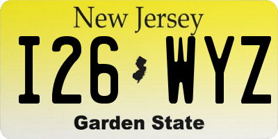 NJ license plate I26WYZ