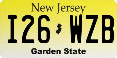 NJ license plate I26WZB
