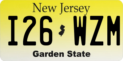 NJ license plate I26WZM