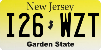 NJ license plate I26WZT