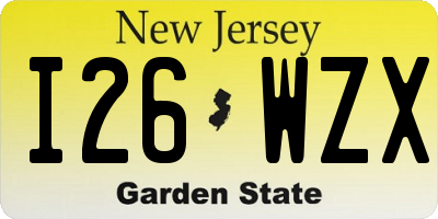 NJ license plate I26WZX