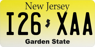 NJ license plate I26XAA