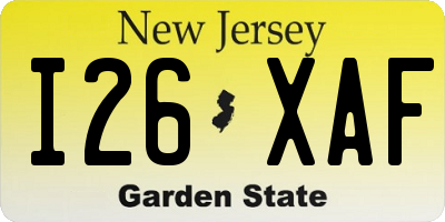 NJ license plate I26XAF