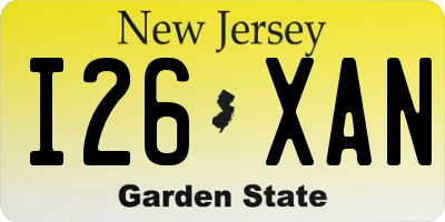 NJ license plate I26XAN