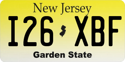 NJ license plate I26XBF