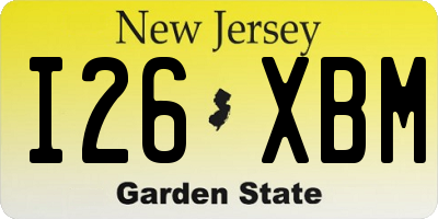 NJ license plate I26XBM