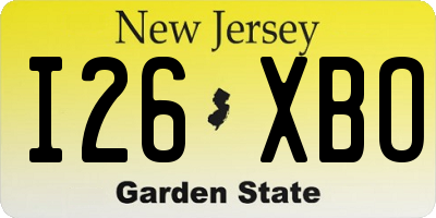 NJ license plate I26XBO