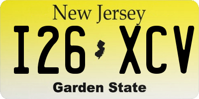 NJ license plate I26XCV