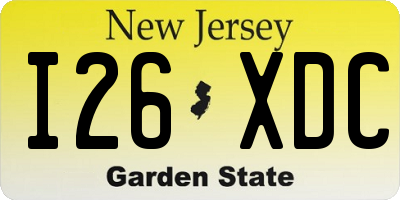 NJ license plate I26XDC