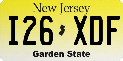 NJ license plate I26XDF