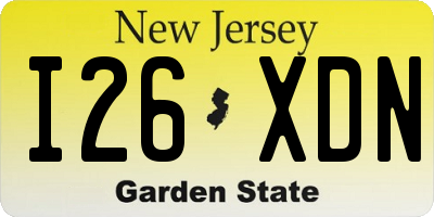 NJ license plate I26XDN