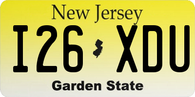 NJ license plate I26XDU