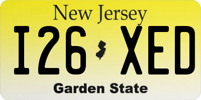 NJ license plate I26XED