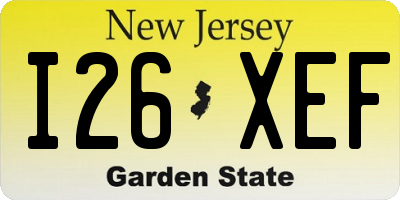 NJ license plate I26XEF