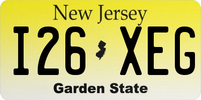 NJ license plate I26XEG