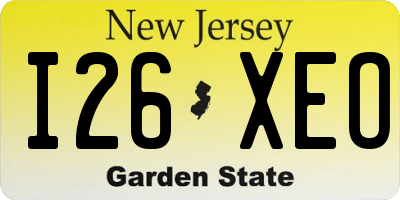 NJ license plate I26XEO