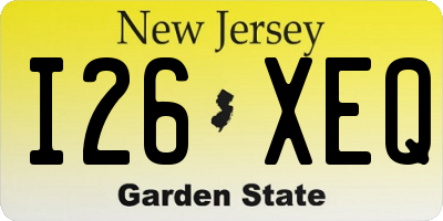 NJ license plate I26XEQ