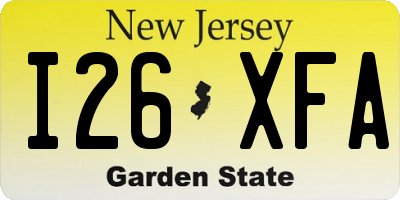 NJ license plate I26XFA