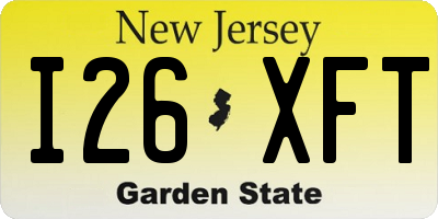 NJ license plate I26XFT