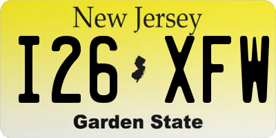 NJ license plate I26XFW