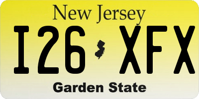 NJ license plate I26XFX