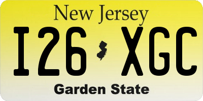 NJ license plate I26XGC