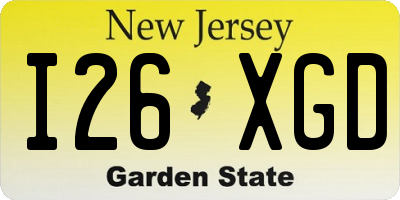 NJ license plate I26XGD