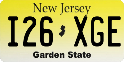 NJ license plate I26XGE