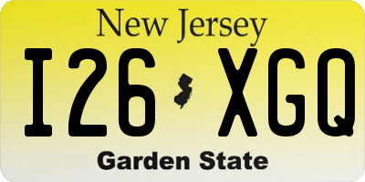 NJ license plate I26XGQ