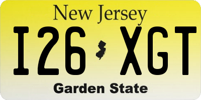 NJ license plate I26XGT