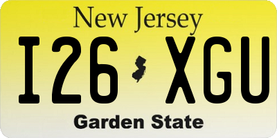 NJ license plate I26XGU