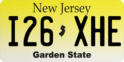 NJ license plate I26XHE