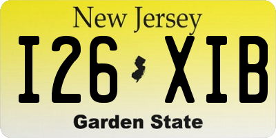 NJ license plate I26XIB
