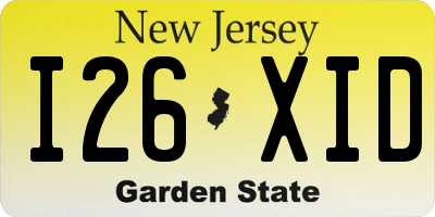 NJ license plate I26XID
