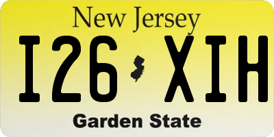 NJ license plate I26XIH