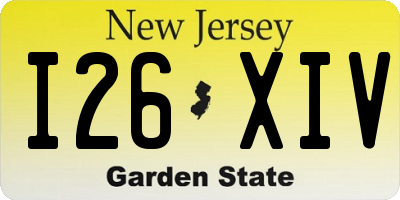 NJ license plate I26XIV