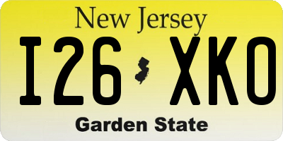 NJ license plate I26XKO