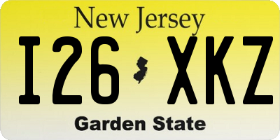 NJ license plate I26XKZ