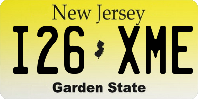 NJ license plate I26XME