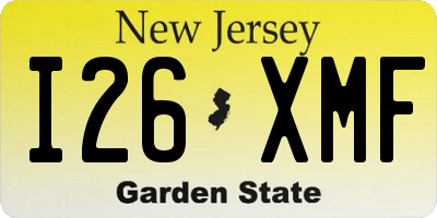 NJ license plate I26XMF