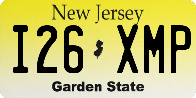NJ license plate I26XMP