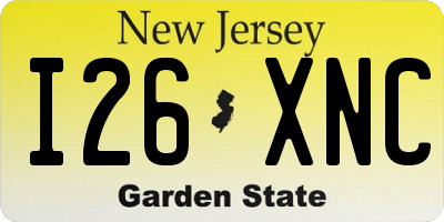 NJ license plate I26XNC